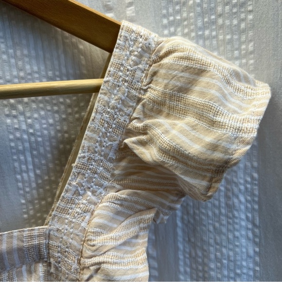 Japna Tank Top Women's Medium Natural Color Cropped Sleeveless Smocked Boho - Picture 2 of 4